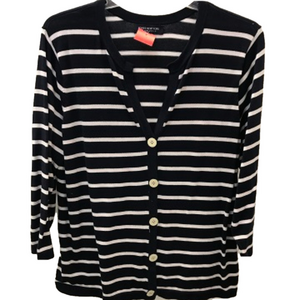 Jones New York Striped Button Down Cardigan